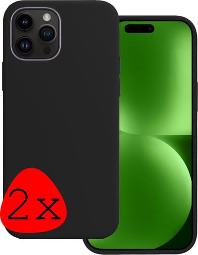 Hoesje 2 Stuks - Geschikt voor Apple iPhone 15 Pro - Sterk & Shockproof - Case Siliconen - Back Cover - Telefoon Hoes - Zwart