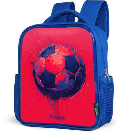 NoBoringSuitcases.com® - Rugzak blauw - Schooltas jongens - Voetbal - Verf - Blauw - Rood - Kinder rugtas jongen - Boekentas kind - Kinderrugzak voor school - Schoolrugzak
