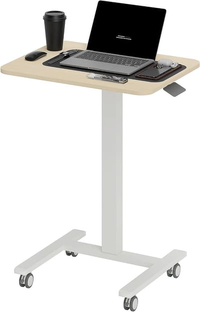 Sta-bureau - Verstelbare tafel - Staand werken - Met wielen - 65 x 48 cm - Geel