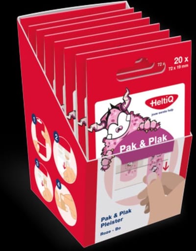x8 Pak & Plak Pleister voor kinderen Roze ( 6 x 20 pleisters)