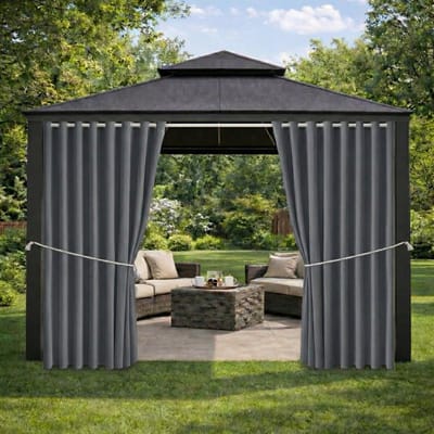 Qelus 1 Stuk Extra Breed Buitengordijn Waterdicht 180cm - Outdoor Gordijn Verduisterend - Weerbestendig Balkongordijn - Rideau Extérieur Imperméable - 180x274cm - Donkergrijs