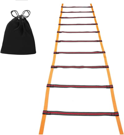 Trainingsladder Set - Coördinatie Ladder - Sport Prestaties Verbeteren - Reflecterende Componenten - 44 x 50 cm - Oranje Rood