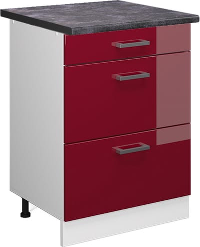 Vicco R-Line Keukenonderkast – 60 cm met laden, WB Antraciet Rode hoogglans