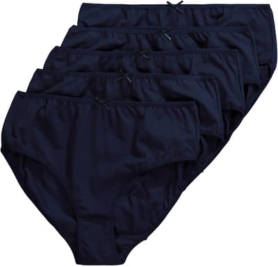 Ulla Popken - Dames - Midislips set van 5 effen - Nachtblauw - Maat 42+