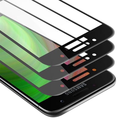 Cadorabo 3x Screenprotector geschikt voor Samsung Galaxy A3 2017 Volledig scherm pantserfolie Beschermfolie in TRANSPARANT met ZWART - Getemperd (Tempered) Display beschermend glas in 9H hardheid met 3D Touch