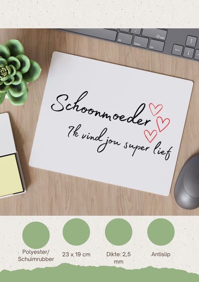 Akyol - schoonmoeder ik vind jou super lief Muismat - Mama - de liefste schoonmoeder - moeder cadeautjes - moederdag - verjaardag - geschenk - kado - 23 bij 19 cm