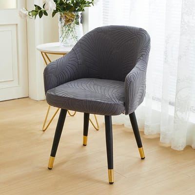 Gebogen Eetkamerstoelhoes Minimalistische Grote Blad Gesneden Fluweel Make-up Stoelhoes Elastisch Allesomvattend Universeel Hoge Fauteuilhoes 40*43cm