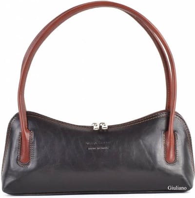 Giuliano klassieke handtas Lucie - Zwart Bruin - Dames - Made in Italy