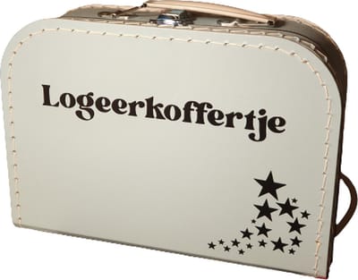 Kinderkoffertje "Logeerkoffertje met sterren" licht blauw, 25 cm.
