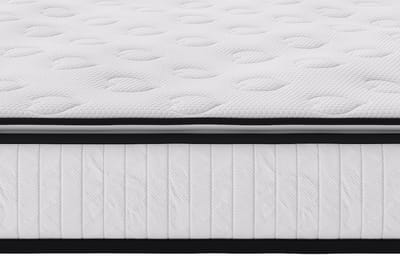 Vente-unique Set 140 x 190 cm bedbodem met opbergruimte licht houteffect + matras met pocketveren en ingebouwde dekmatras dikte 28 cm - AMERICAN DREAM van YSMÉE