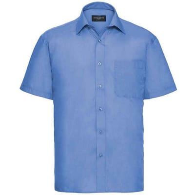 Russell Collection Heren Poplin Easy-Care Formeel Overhemd met Korte Mouwen (Bedrijfsblauw)