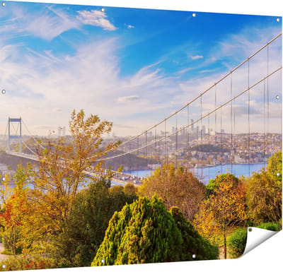Gards Tuinposter Bosphorus Brug in Instanbul - 150x120 cm - Tuindoek - Tuindecoratie - Wanddecoratie buiten - Tuinschilderij