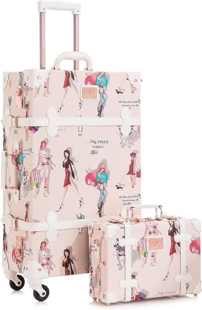Vintage Koffer Set - Reiskoffer Handbagage - Stijlvol Reizen - Met TSA Goedgekeurd Slot - 20"+12" - Bruin