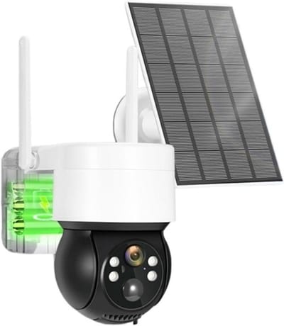 Beveiligingscamera Buiten - Wifi Camera - Huis Bewaken - Zonne-energie Opladen - 2MP Nachtzicht - Wit