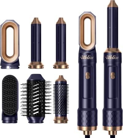 6-in-1 Haarstyler en Haardroger Set met Automatische Krultang en Thermische Borstels