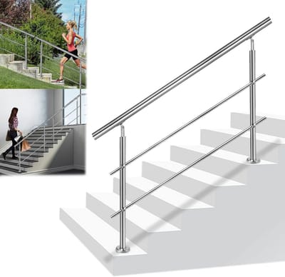 Trapleuning roestvrij staal - Buitenleuning balustrade - Veilig traplopen - Verstelbare hoek - 80 cm - Zilver
