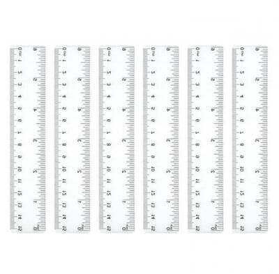 Set van 6 Transparante Linialen van 15 cm, Duidelijke Meetliniaal voor Tekeningen, School en Kantoor, Precisie Meetgereedschap voor Studenten