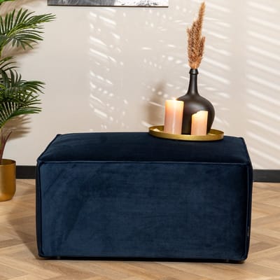 Bronx71® Hocker Memphis velvet blauw