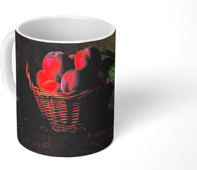 Mok - Koffiemok - Mand - Pruim - Roze - Rustiek - Fruit - Stilleven - Mokken - 350 ML - Beker - Koffiemokken - Theemok