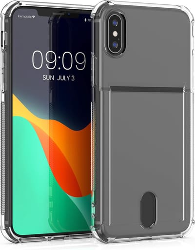 kwmobile Hoesje - Backcover met vakje voor pasjes, geld of foto's - Siliconen zachte smartphone cover geschikt voor Apple iPhone X / XS - In transparant