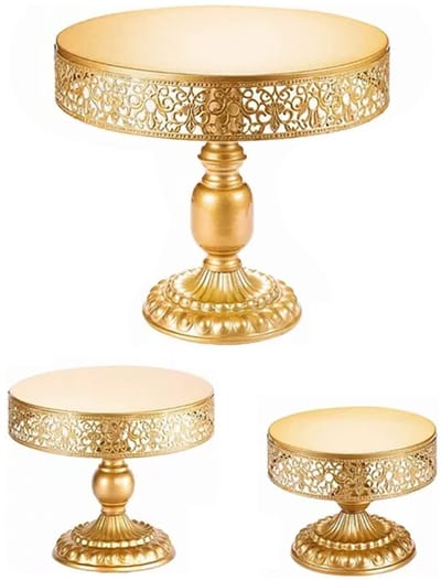 Dailygoods- Taartstandaard Gouden Uiterlijk - Herbruikbare Taartstandaard - Ijzeren Cupcake-houder - Eenvoudig te Monteren - Luxe Patroon - Makkelijk Schoon te Maken - Cakestandaard