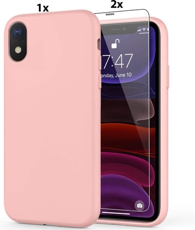 Hoesje Geschikt voor iPhone XR Soft Nano siliconen Gel Roze Hoesje Met 2X Glazen screenprotector