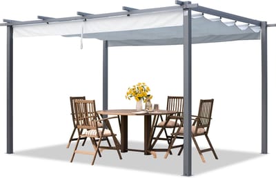 PRIMEYARD Pergola 3x4 m paviljoen met verstelbaar dak stalen frame grijs