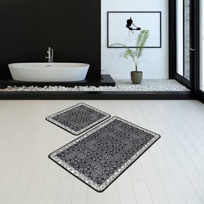 Bosdela Paisley 2-delige badkamermatten, wasbaar, zacht en comfortabel – toiletmat + badmat – ideaal voor badkamer en toilet, met 60x100 cm + 50x60 cm