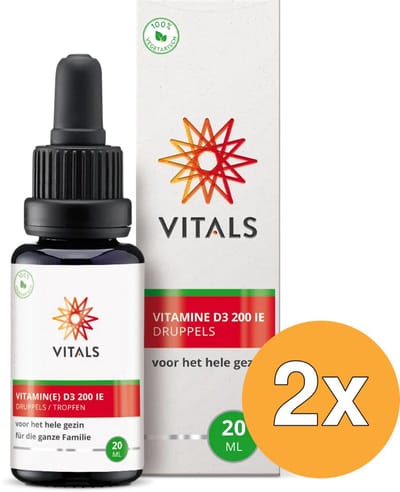 2x Vitals Vitamine D3 druppels (20 ml)