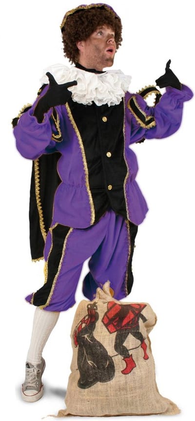 KIMU® Luxe Piet Kostuum Paars - Maat XS-S + Gratis Pietenschmink - Pak Pietenpak Met Pietenmuts Sinterklaas Pieten Schmink Muts Paarse Roetveegpiet Festival