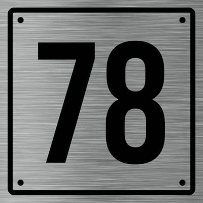 Huisnummerbord 78 - Incl. Schroeven en Pluggen – Acrylaat - 10 x 10 cm - RVS met Zwart