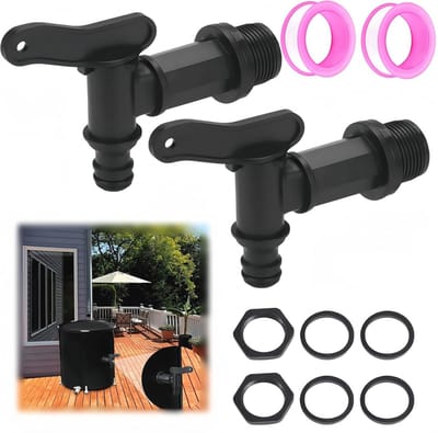 Kunststof reservekraan 3/4 inch voor regenton - Set van 2