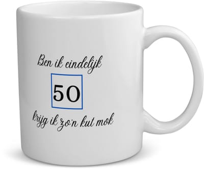 Akyol - ben ik eindelijk 50 krijg ik zo'n kut mok koffiemok - theemok - Hoera 50 jaar - mama papa - verjaardag 50 jaar - cadeautje - geschenk - 350 ML inhoud