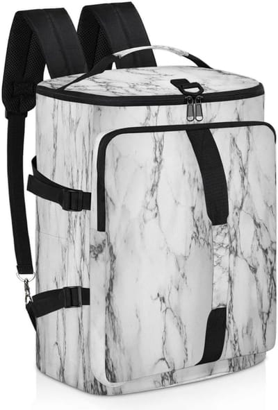 Sport Duffel Rugzak - Weekendtas Gymtas - Sporten Reizen - Met Schoenenvak - 47.5L - Marmer Wit Zwart