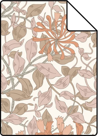 Proefstaal ESTAhome behang bloemen terracotta en oudroze - 26.5 x 21 cm - 131027-S