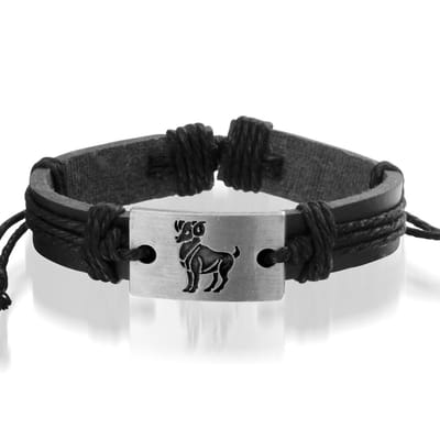 Montebello Armband Ram - Leer - Metaal - Horoscoop - 20-23cm