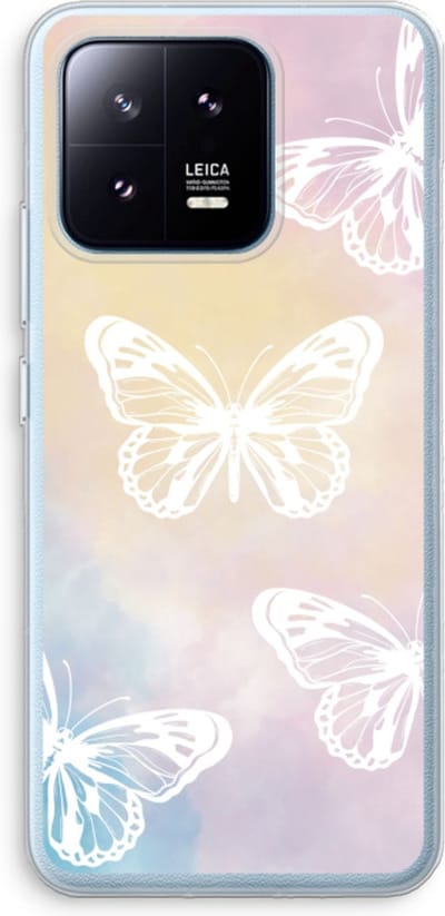 Case Company® - Hoesje geschikt voor Xiaomi 13 Pro hoesje - White butterfly - Soft Cover Telefoonhoesje - Bescherming aan alle Kanten en Schermrand