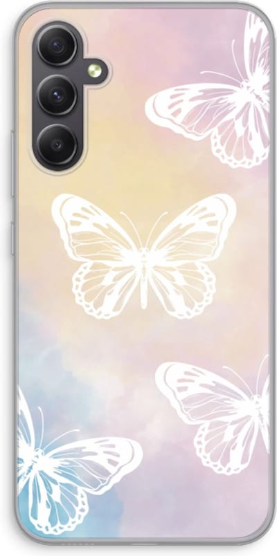 Case Company® - Hoesje geschikt voor Samsung Galaxy A34 hoesje - White butterfly - Soft Cover Telefoonhoesje - Bescherming aan alle Kanten en Schermrand