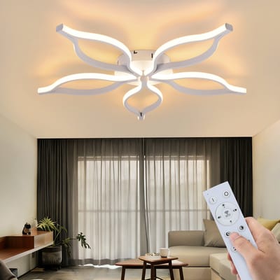 NETTLIFE Plafondlamp - Modern - Wit - 80cm - 75W - Dimbare - 3000-6500K - Met Afstandsbediening - Nachtlichtmodus - Woonkamer Slaapkamer Eetkamer