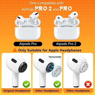 Vervangende oordopjes voor ruisonderdrukking, antislip siliconen, inclusief reinigingskit en opbergdoos voor AirPods Pro 2e/1e (wit-medium)