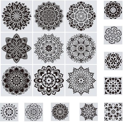 Dailygoody - Mandala-sjablonen - Herbruikbare schildersjablonen - Creatief ontwerpen - 30 x 30 cm - Voor muur en meubels - Geschikt voor hobbyisten