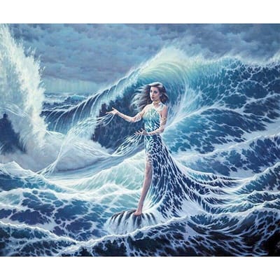Peinture diamant à faire soi-même, jolie fille dans un paysage marin, broderie au point de croix, décoration d'intérieur 20X30CM gray