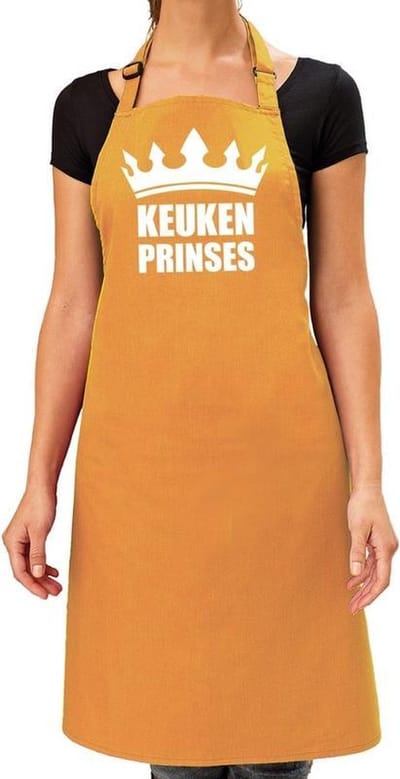 Bellatio Decorations Cadeau schort voor dames - keuken prinses - okergeel - keukenschort - verjaardag