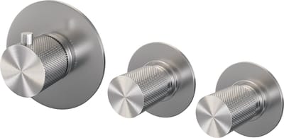 Brauer Brushed Carving inbouwthermostaat en 2 stopkranen met in- en afbouwdelen RVS geborsteld PVD