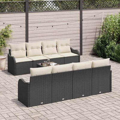 vidaXL - Tuinbank - Set - Zwart - 55 - x - 55 - x - 37 - cm - poly - rattan