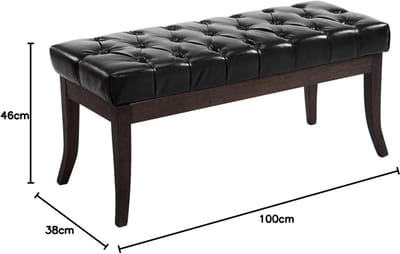 Elegante Bank met Kunstleren Bekleding en Houten Frame - Chesterfield Stijl