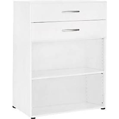 PALENQUE combi-boekenkast, 3 OH, 2 open vakken + 2 laden, B 800 x D 400 x 1104 mm, wit