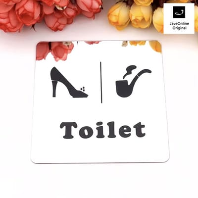 Toilet deurbord / pictogram - Vierkant spiegelend - Zilverkleur - Hak en Pijp