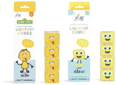 Glo Pals - Light-up cubes VOORDEELSET - geel - Big Bird - Alex - sensory play - badspeelgoed - 2 pack - 8 cubes