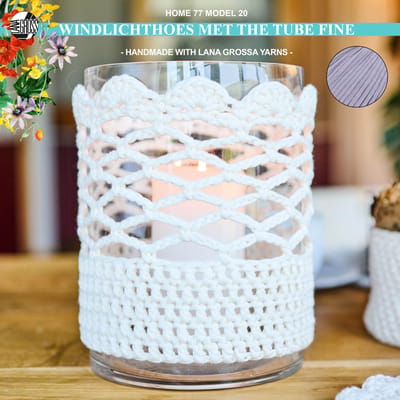 Haakpakket windlichthoes met The Tube Fine garen model 20 van Home 77-lavender